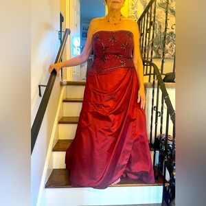 Jovani  Strapless Taffeta with beading floor length  gown